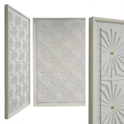 80 x 120cm 3D Painting with Gold Accents White