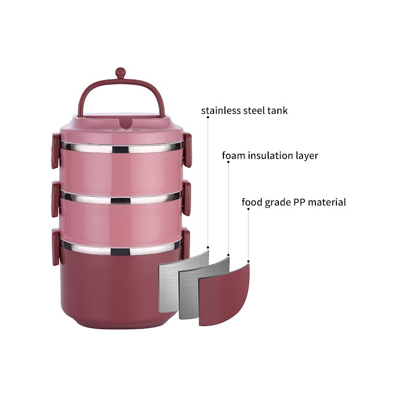 Stackable 3 Tier Lunch Box Red