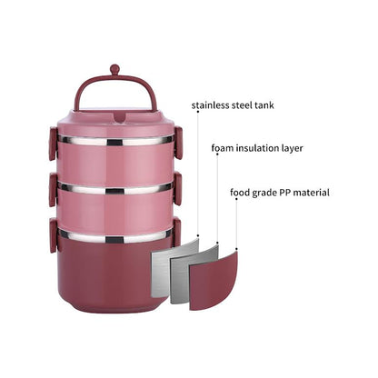 Stackable 3 Tier Lunch Box Red
