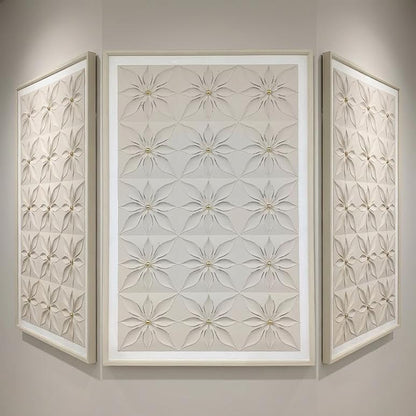 80 x 120cm Flower Design Frame Cream & Gold