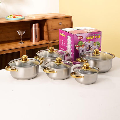 10 Piece Stainless Steel Soup Pot Set Silver