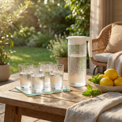 5 Piece Jug & Tumbler Set Clear