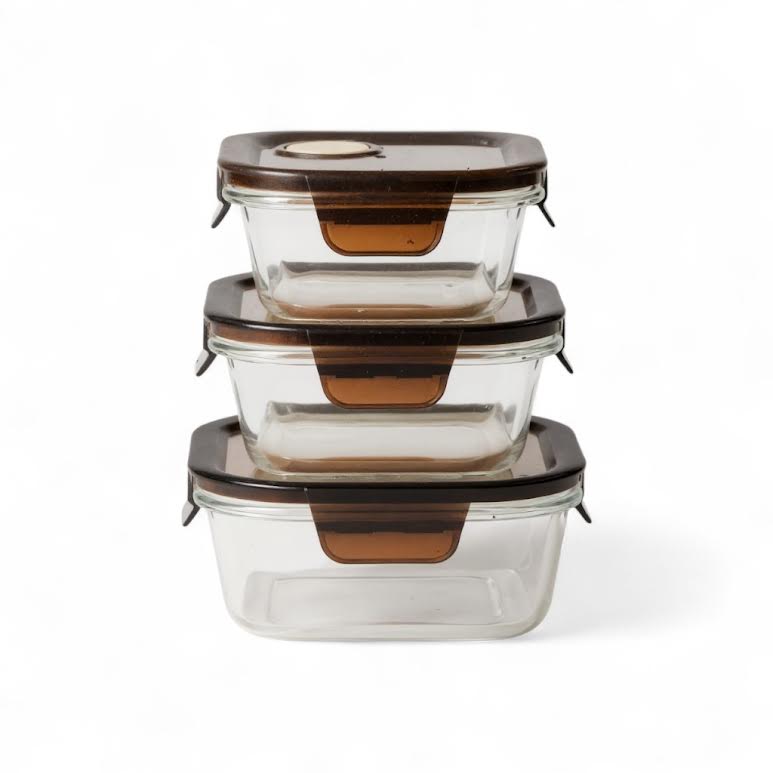 Rolux 3 Piece Glass Container Set Clear