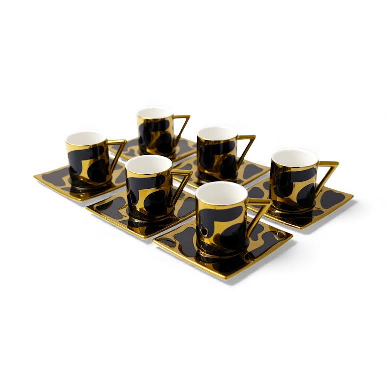 12 Piece Espresso Set Black & Gold