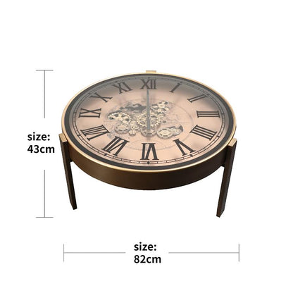2 in 1 Vasco World Map Moving Gears 82cm Coffee Table Floor Clock Gold