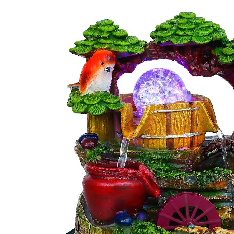 Bird Design Tabletop Indoor Water Fountain Multicoloured
