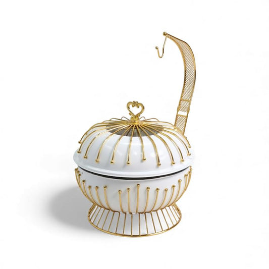 8Lt Chafing Dish White & Gold