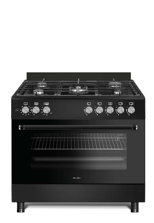 Elba Essential 90cm 5 Burner Gas Stove & Gas Oven - Black