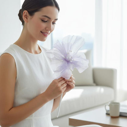 Vermillion Bead Design Cotton Flower Purple