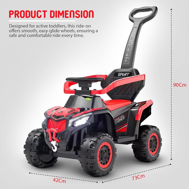 Monster Truck Kids Ride On & Push Toy Red