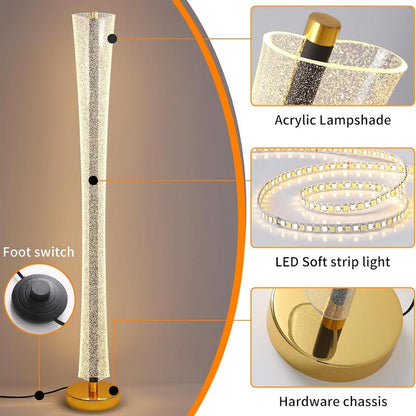 Floor Lamp with Glass Lampshade White