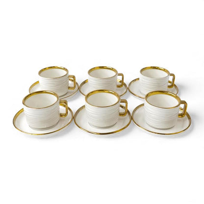 12 Piece Tea Set Gold & White