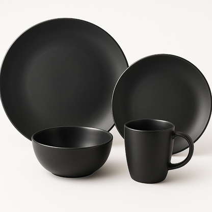 Kitchen Life 16 Piece Dinner Set Black