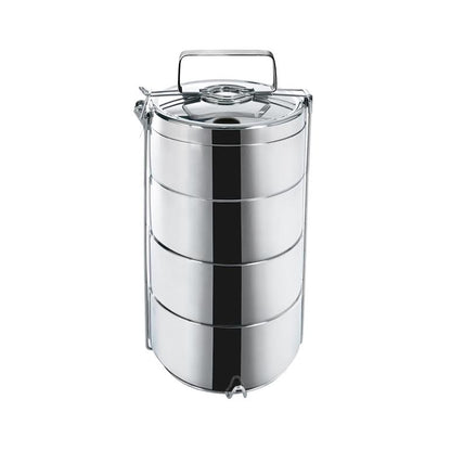 Stackable 4 Tier Double Wall Insulated Thermal Food Carrier Silver