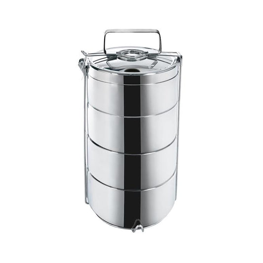 Stackable 4 Tier Double Wall Insulated Thermal Food Carrier Silver