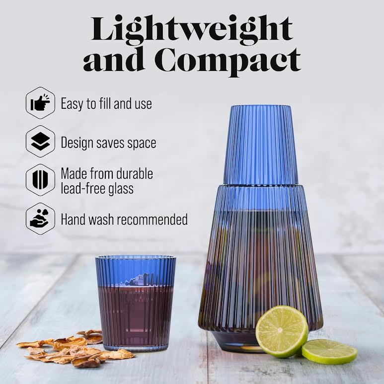 Line Design Glass Decanter Blue