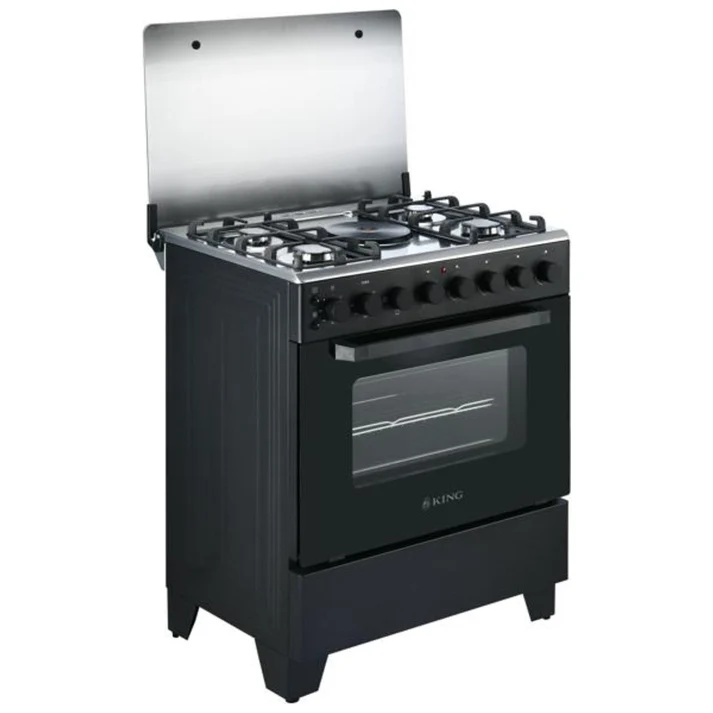King 76cm Gas Electric Stove 4 Burners + 1 Plate with Turbo Fan Oven Matte Black