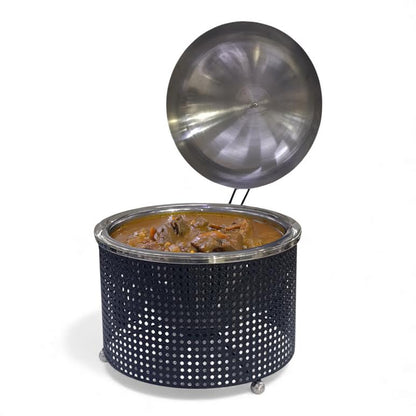 5Lt Chafing Dish with Mesh Design Black & Stainless Steel