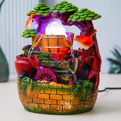 Bird Design Tabletop Indoor Water Fountain Multicoloured