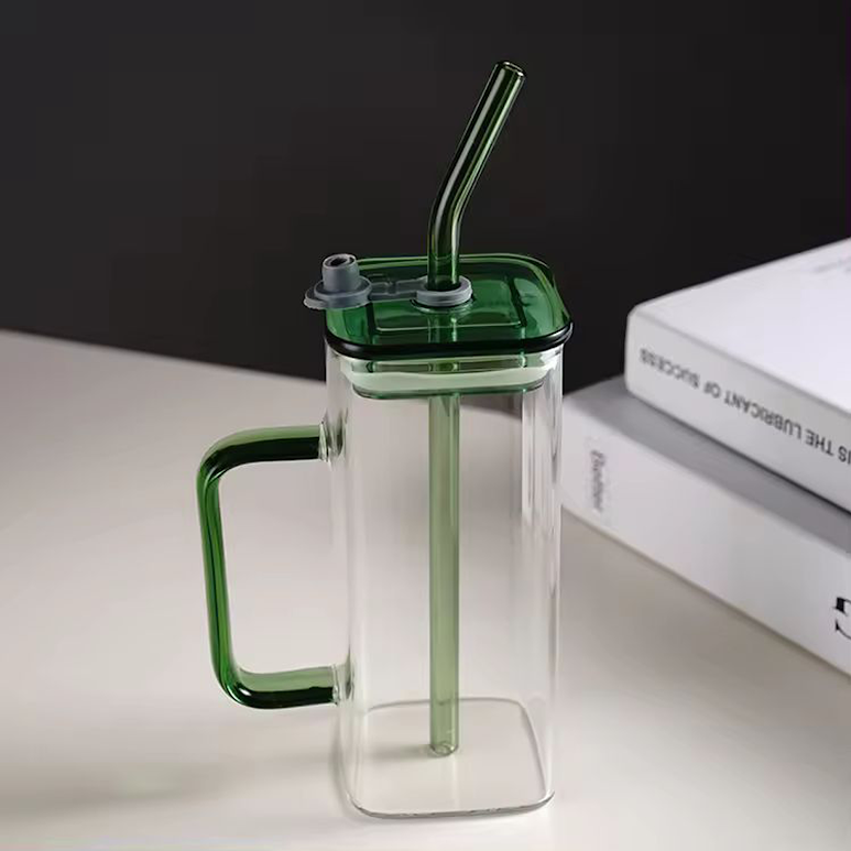 Borosilicate Glass 300ml Cup Clear & Green
