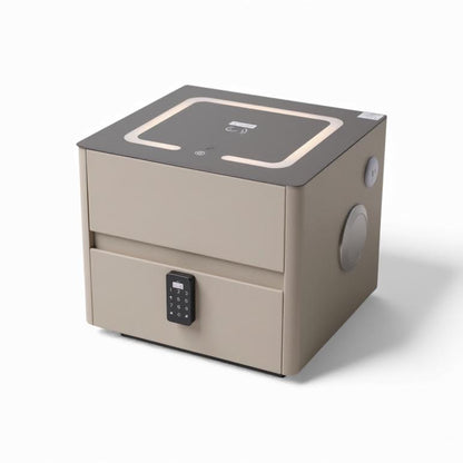 Side Pedestal with Safe & Wireless Charging Beige