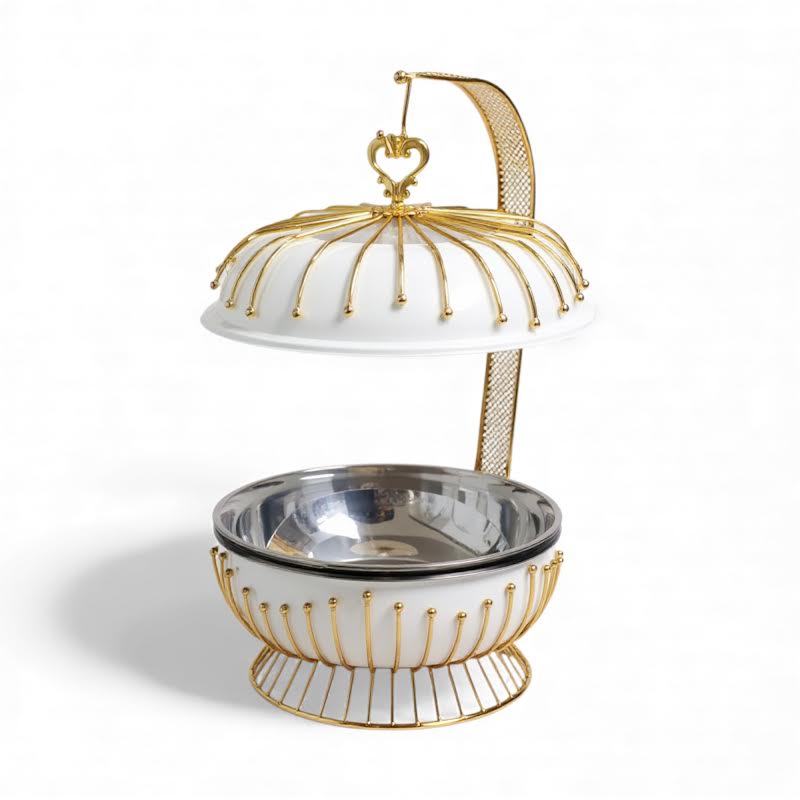 8Lt Chafing Dish White & Gold