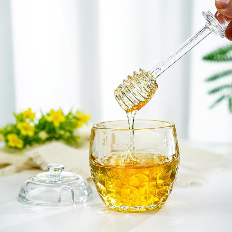 Honey Pot with Dipper & Lid Clear