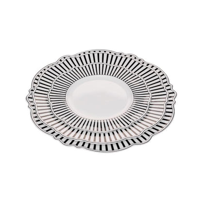 Jenna Clifford 4 Piece Ivory Noir Dinner Plate Set Black & White