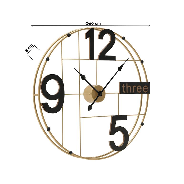 Clock 60 60cm Wall Clock Black & Gold – The Culinarium