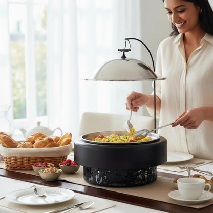 Large Chafing Dish Black & Stainless Steel