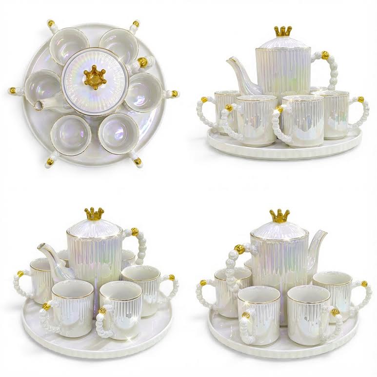 8 Piece Tea Set White