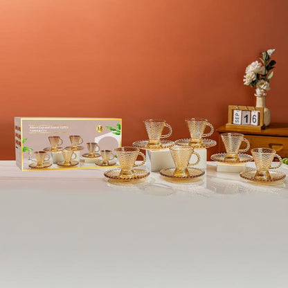 Kitchen Life 12 Piece Cup & Saucer Set Gold