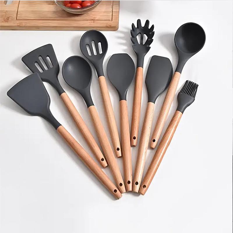 12 Piece Kitchen Utensil Set Light Grey