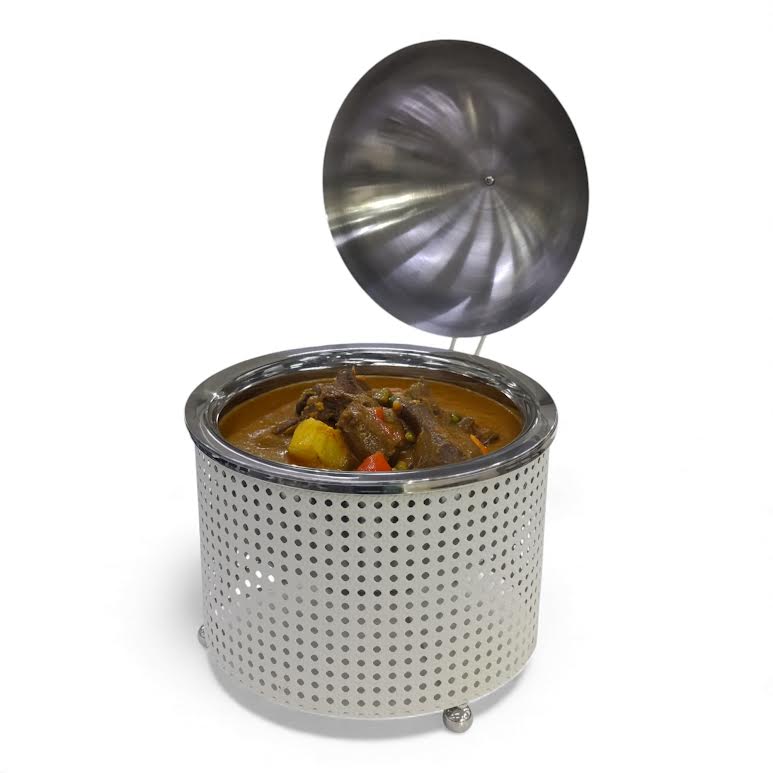 3.5Lt Chafing Dish with Mesh Design White & Stainless Steel