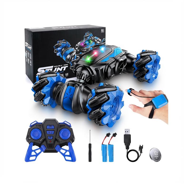 RC Stunt Car with Lights Black & Blue