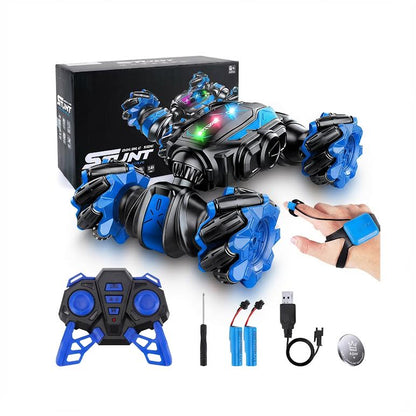 RC Stunt Car with Lights Black & Blue