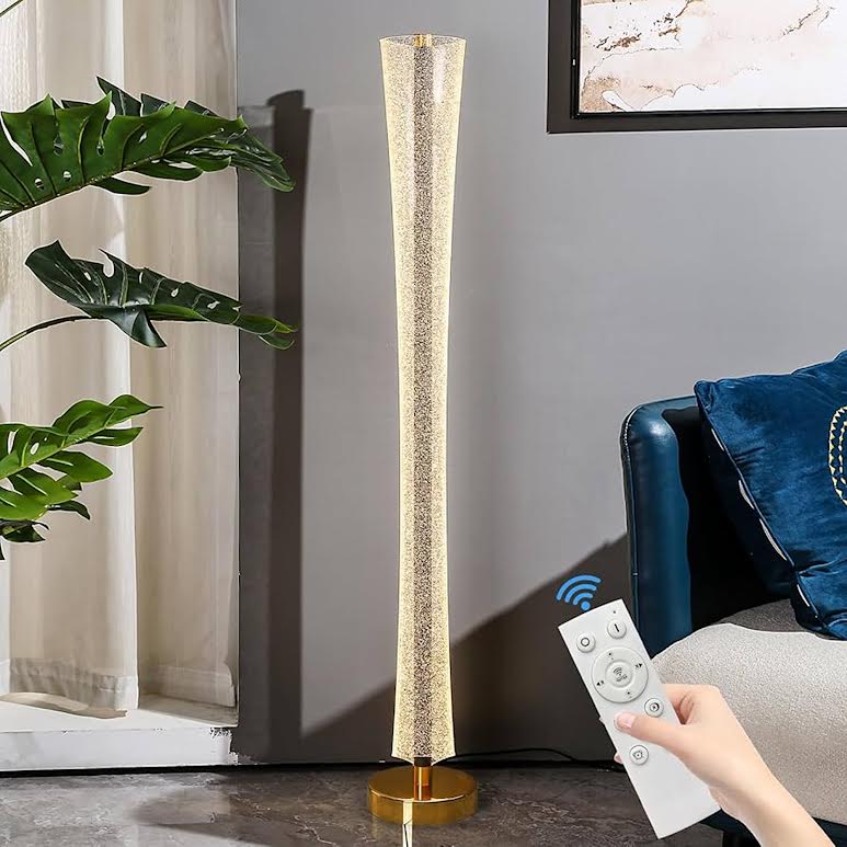 Floor Lamp with Glass Lampshade White