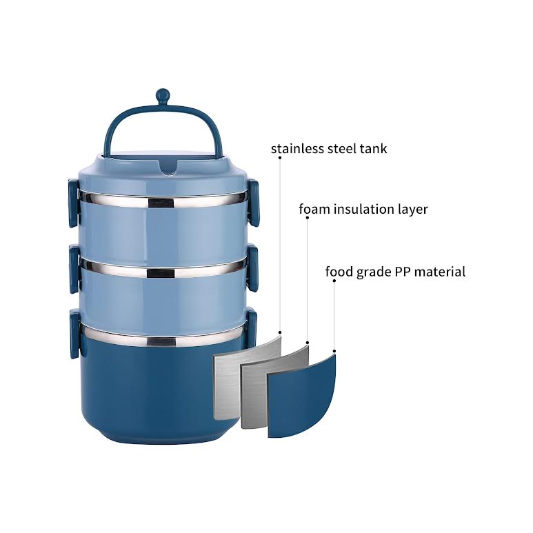 Stackable 3 Tier Lunch Box Blue