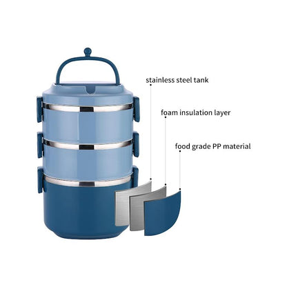 Stackable 3 Tier Lunch Box Blue