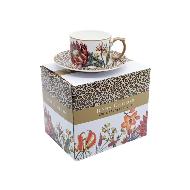 Jenna Clifford Wild Bloom 4 Piece Cup & Saucer Set Multicoloured