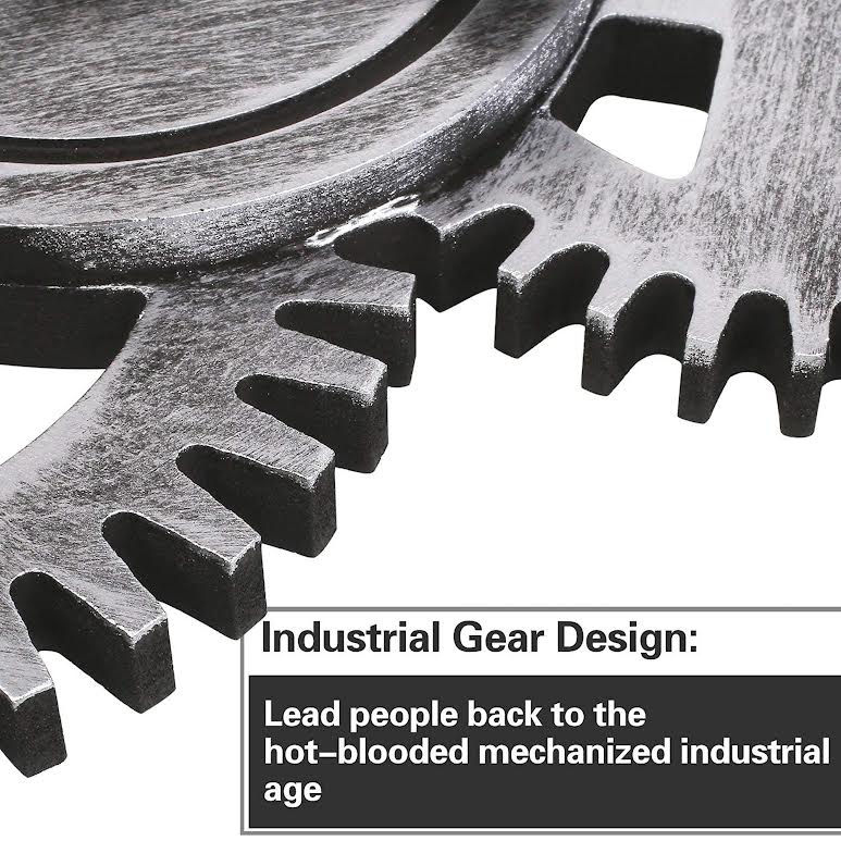 Large Industrial Retro Wall Clock Silver