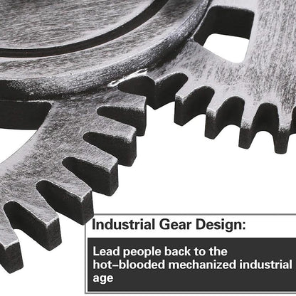 Large Industrial Retro Wall Clock Silver