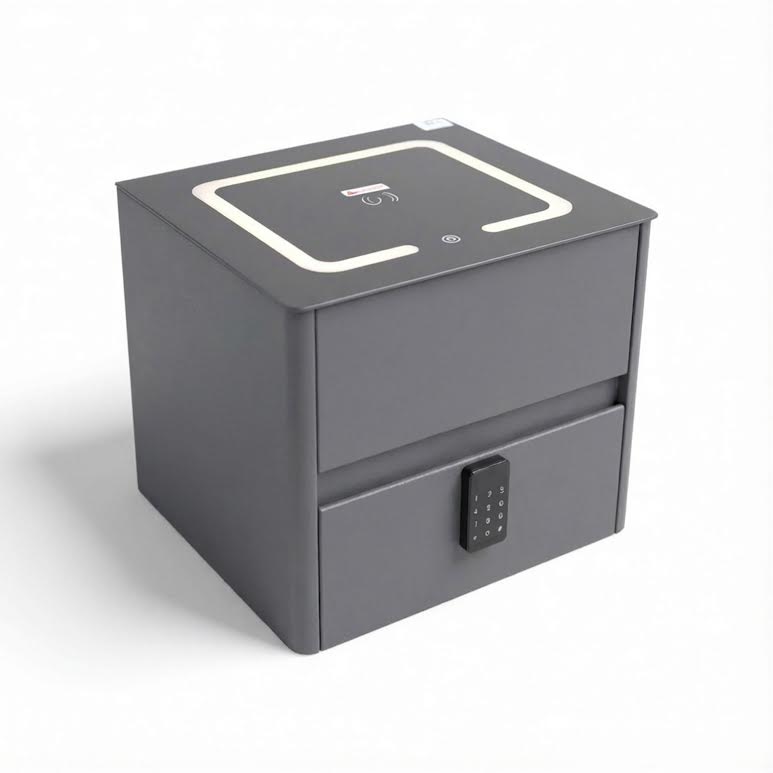 Side Pedestal with Safe & Wireless Charging Dark Grey