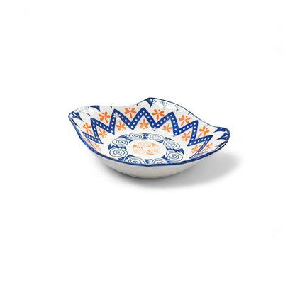 Shanghai Small Bowl Blue, Orange & White