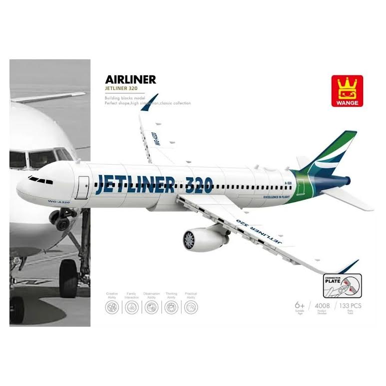 Wange Jetliner 320 Model 133 Piece Building Block Set