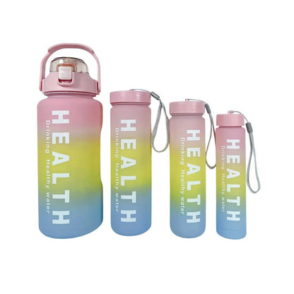 Kitchen Life 4 Piece Water Bottle Set Blue, Yellow & Pink
