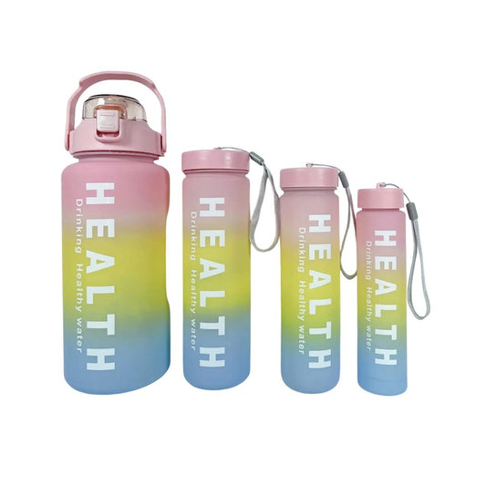 Kitchen Life 4 Piece Water Bottle Set Blue, Yellow & Pink