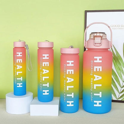 Kitchen Life 4 Piece Water Bottle Set Blue, Yellow & Pink
