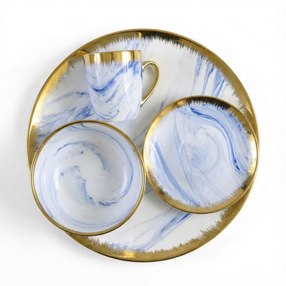 16 Piece Marble Design Dinner Set Multicoloured