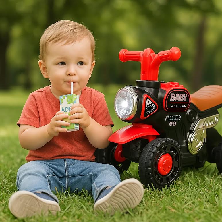Kids Ride On 4 Wheel Bike Black & Red